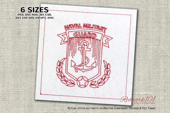 Naval Military Guard Redwork Design Review